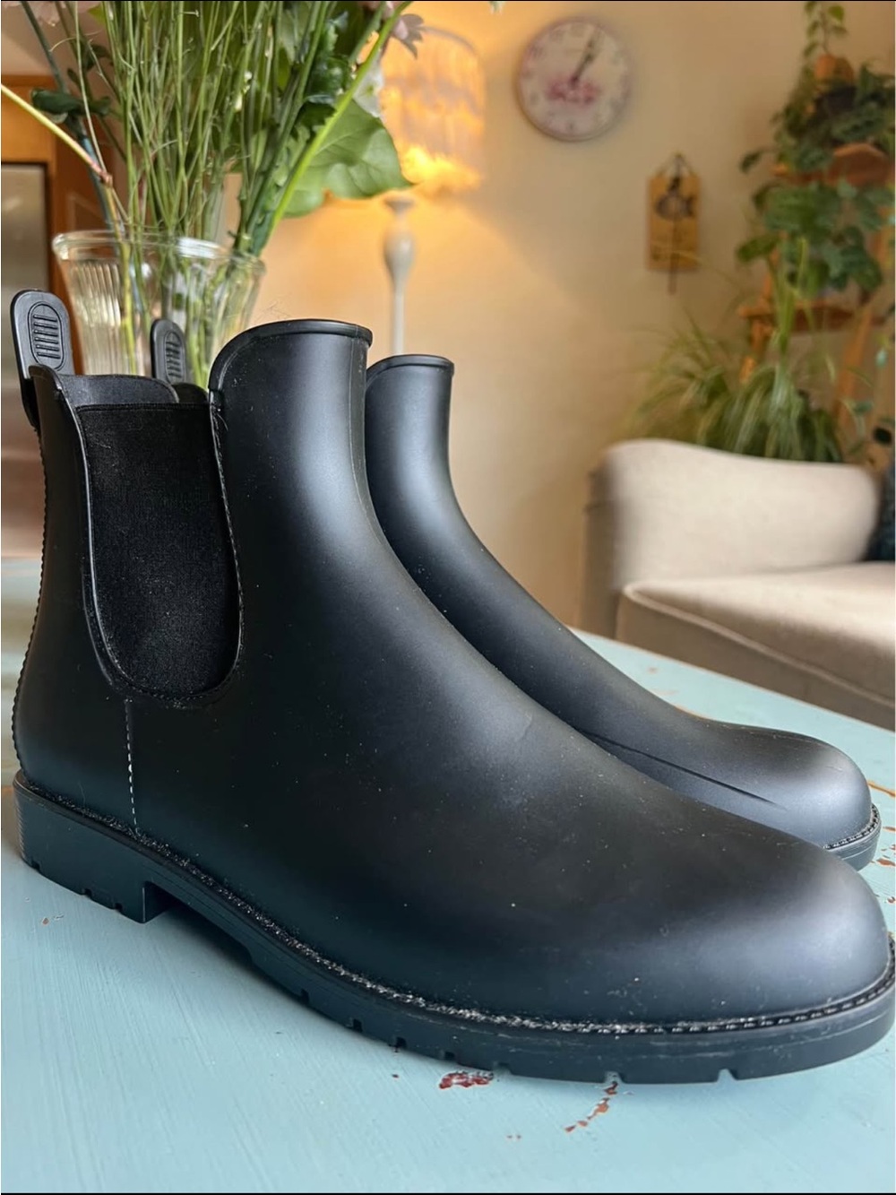 Womens Black Chelsea Rain Boots